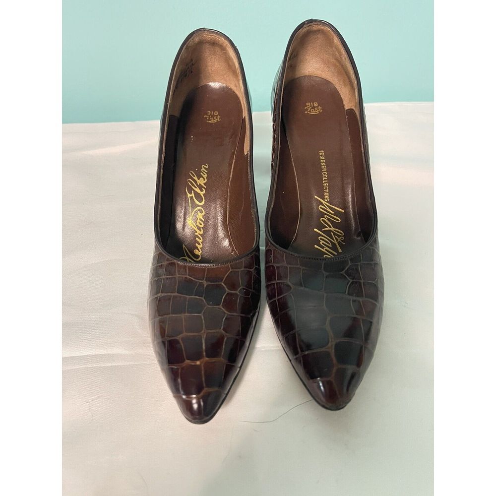 Vintage 7.5A Brown Alligator Crocodile‎ Women's Shoes S-253